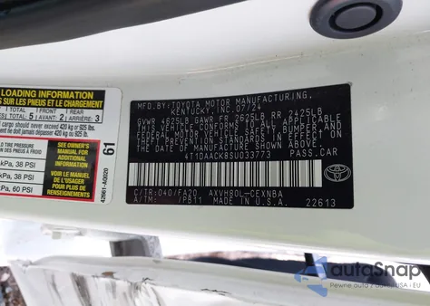 2025 Toyota Camry Le z USA, uszkodzony, nr VIN 4T1DAACK8SU033773